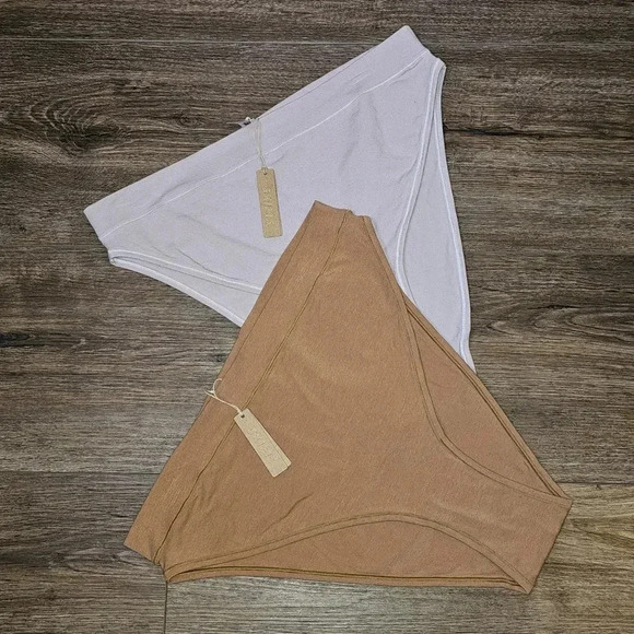 Skims Stretch Cotton Jersey Cheeky Tanga 2 pair Sz 4x High Cut Underwear - Picture 1 of 11